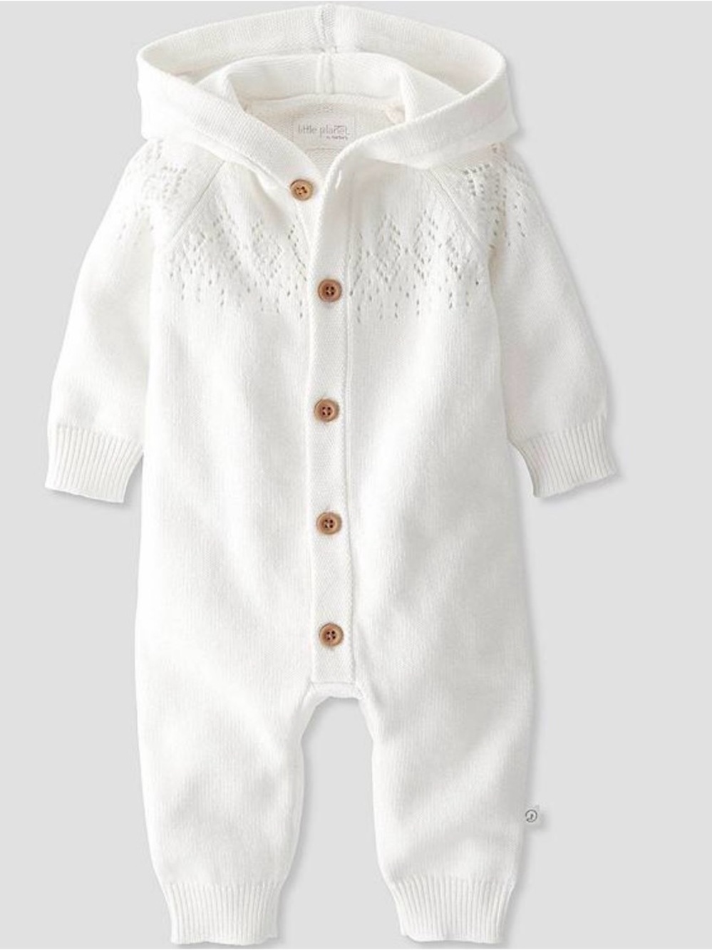 Little planet by Carters Cozy Knit Hooded One-Piece Romper in beige